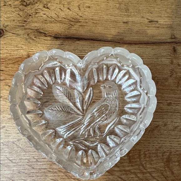 VTG Lead Crystal Glass Fostoria Candy dish Virginia pat. 1467 crystal bird dish - Picture 5 of 6